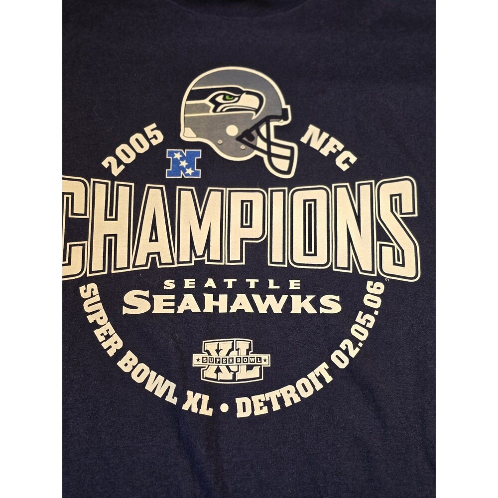 2005 Seattle Seahawks NFC Champions Super Bowl‎ XL T-Shirt Men's L - Picture 2 of 5